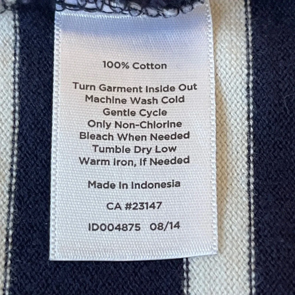 Talbots Womens Navy Blue White Striped Cotton Knit Moto Jacket Size L ID004875 - Picture 8 of 8